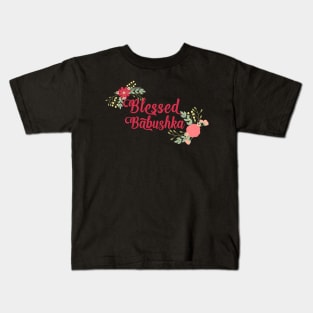 Blessed Babushka Floral Russian Grandma Gift Kids T-Shirt